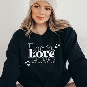 Love Love Love Valentine's Day NEW black crewneck sweatshirt